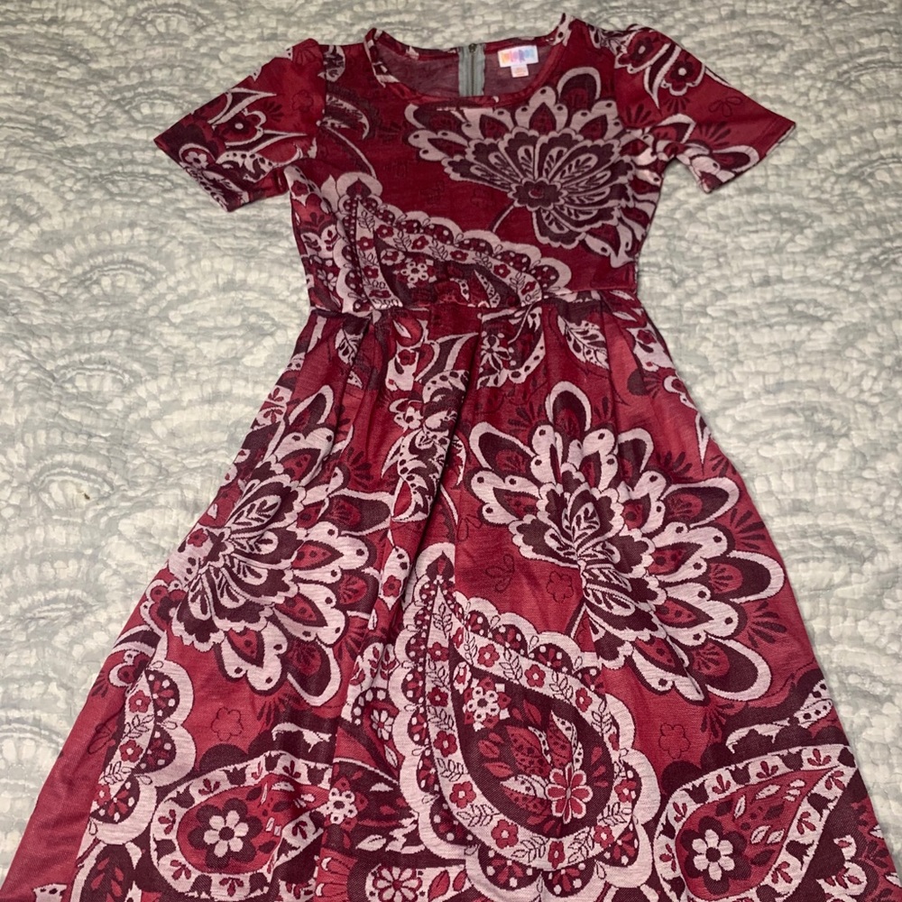 Lularoe Amelia Red Paisley Dress